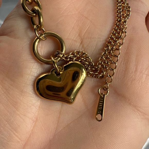 18K Gold color Heart Charm Bracelet – Romantic Chain Link Adjustable Jewelry - Picture 5 of 6